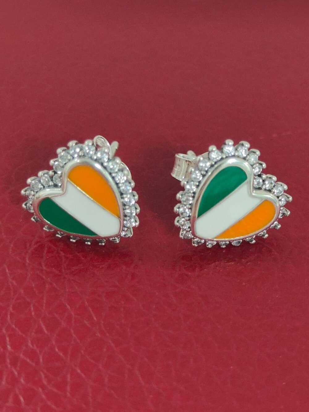 Ireland Flag Stud Earrings Women Jewelry 925 Sterling Silver with box